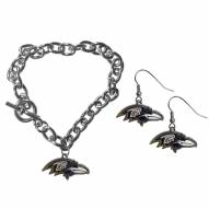 Baltimore Ravens Chain Bracelet & Dangle Earring Set