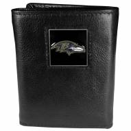 Baltimore Ravens Deluxe Leather Tri-fold Wallet in Gift Box