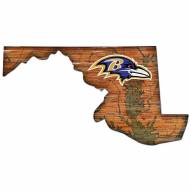 Baltimore Ravens Distressed State with Logo Sign