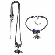 Baltimore Ravens Euro Bead Necklace & Bracelet Set