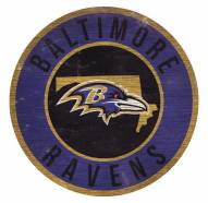 Baltimore Ravens Round State Wood Sign