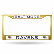 Baltimore Ravens Gold Colored Chrome License Plate Frame