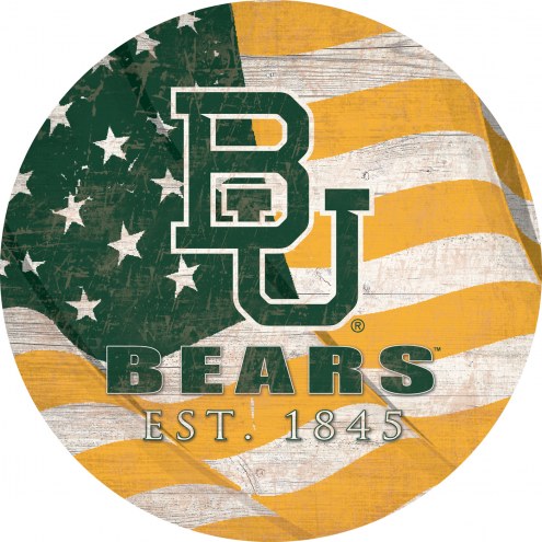 Baylor Bears 12&quot; Team Color Flag Circle Sign