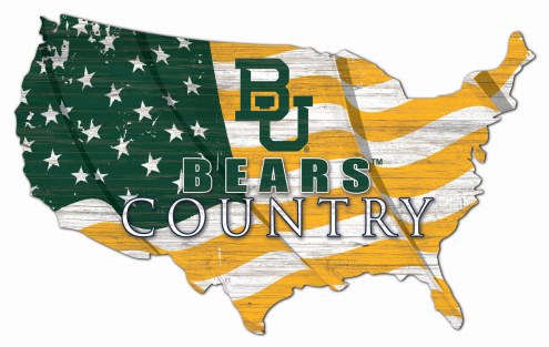 Baylor Bears 15&quot; USA Flag Cutout Sign