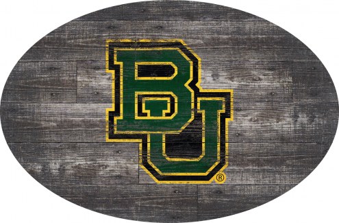 Baylor Bears 46&quot; Distressed Wood Oval Sign