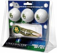 Baylor Bears Gold Crosshair Divot Tool & 3 Golf Ball Gift Pack