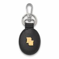 Baylor Bears Sterling Silver Gold Plated Black Leather Key Chain