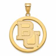 Baylor Bears Sterling Silver Gold Plated Large Circle Pendant