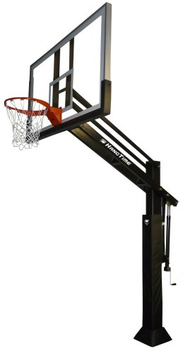 Bison HangTime 6&quot; Adjustable Height Basketball System with 60&quot; Clear Glass Backboard