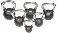 Body Solid Chrome Handle/Rubberized Kettle Bell - Set 5-30 lb Singles