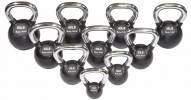 Body Solid Chrome Handle/Rubberized Kettle Bell - Set 5-50 lb Singles