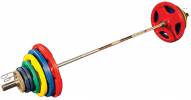 Body Solid Colored 255 lb Rubber Grip Olympic Plate Set