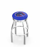 Boise State Broncos Chrome Swivel Barstool with Ribbed Accent Ring
