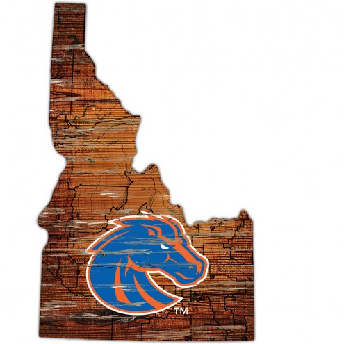 Boise State Broncos Distressed State with Logo Sign