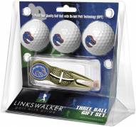 Boise State Broncos Gold Crosshair Divot Tool & 3 Golf Ball Gift Pack
