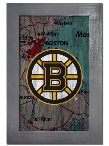 Boston Bruins 11&quot; x 19&quot; City Map Framed Sign