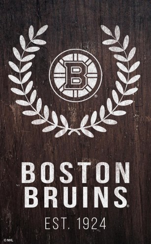 Boston Bruins 11&quot; x 19&quot; Laurel Wreath Sign