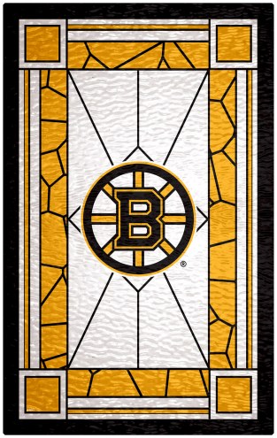 Boston Bruins 11&quot; x 19&quot; Stained Glass Sign