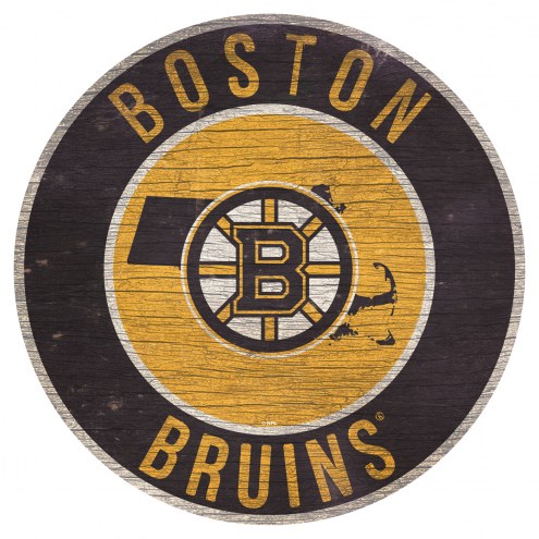 Boston Bruins 12&quot; Circle with State Sign