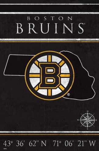 Boston Bruins 17&quot; x 26&quot; Coordinates Sign
