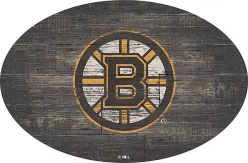 Boston Bruins 46&quot; Distressed Wood Oval Sign