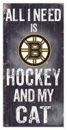 Boston Bruins  6" x 12" Hockey & My Cat Sign