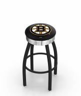 Boston Bruins Black Swivel Barstool with Chrome Ribbed Ring