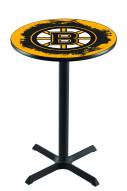 Boston Bruins Black Wrinkle Bar Table with Cross Base