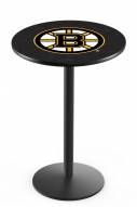 Boston Bruins Black Wrinkle Bar Table with Round Base