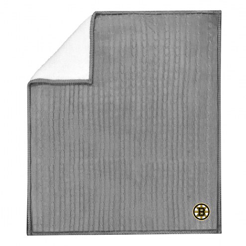 Boston Bruins Cable Sweater Knit Sherpa Throw Blanket