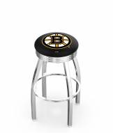 Boston Bruins Chrome Swivel Barstool with Ribbed Accent Ring