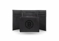 Boston Bruins Laser Engraved Black Trifold Wallet