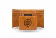 Boston Bruins Laser Engraved Brown Trifold Wallet