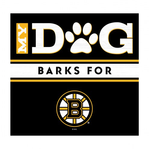 Boston Bruins My Dog Barks Black Wall Art