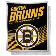 Boston Bruins New School Mink Sherpa Throw Blanket