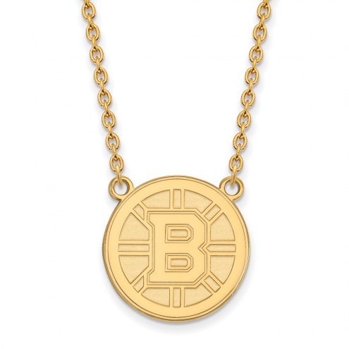 Boston Bruins NHL Sterling Silver Gold Plated Large Pendant Necklace