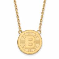 Boston Bruins NHL Sterling Silver Gold Plated Large Pendant Necklace