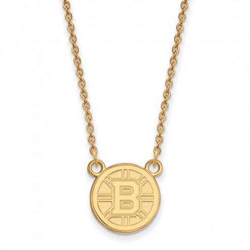 Boston Bruins NHL Sterling Silver Gold Plated Small Pendant Necklace