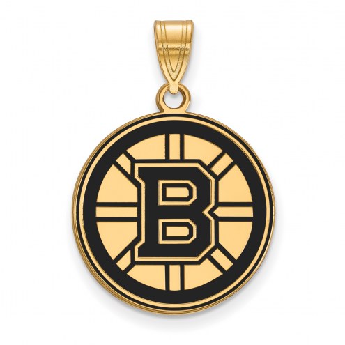 Boston Bruins Sterling Silver Gold Plated Large Enameled Pendant