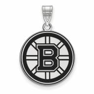 Boston Bruins Sterling Silver Large Enameled Pendant