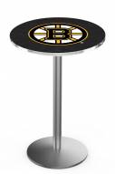 Boston Bruins Stainless Steel Bar Table with Round Base