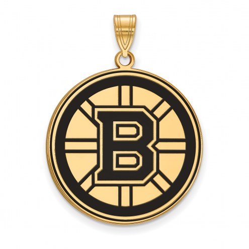 Boston Bruins Sterling Silver Gold Plated Extra Large Enameled Pendant