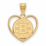 Boston Bruins Sterling Silver Gold Plated Heart Pendant