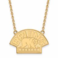 Boston Bruins Sterling Silver Gold Plated Large Pendant Necklace