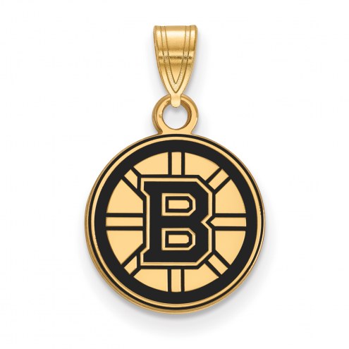 Boston Bruins Sterling Silver Gold Plated Small Enameled Pendant