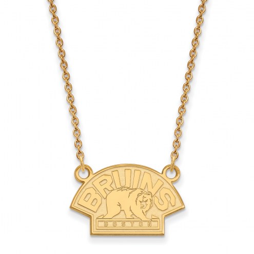 Boston Bruins Sterling Silver Gold Plated Small Pendant Necklace