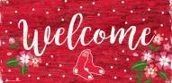 Boston Red Sox 6" x 12" Floral Welcome Sign