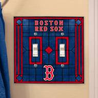 Boston Red Sox Glass Double Switch Plate Cover