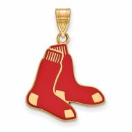 Boston Red Sox Sterling Silver Gold Plated Large Pendant