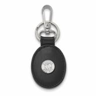 Boston Red Sox Sterling Silver Black Leather Oval Key Chain